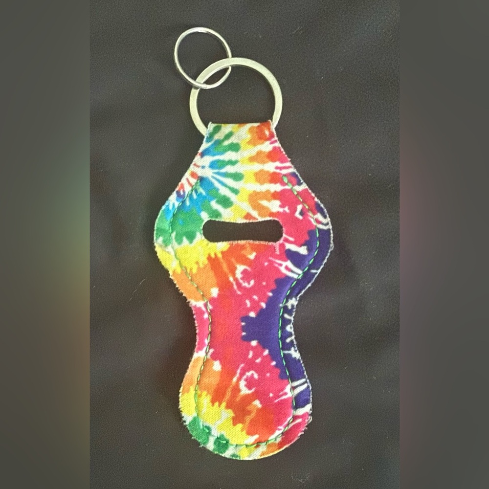 Colorful Tie-Dye Chapstick Keychain Holder